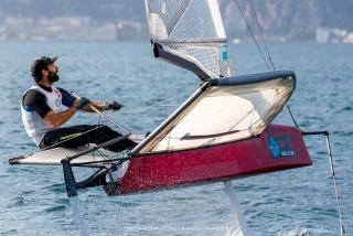 Noé Delpech, Julien et Romain d'Ortoli à la Foiling week - Moth